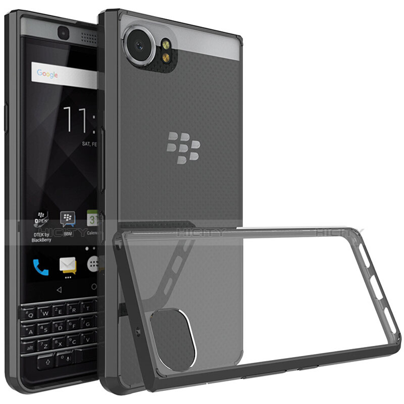 Custodia Silicone Trasparente Laterale per Blackberry KEYone Nero