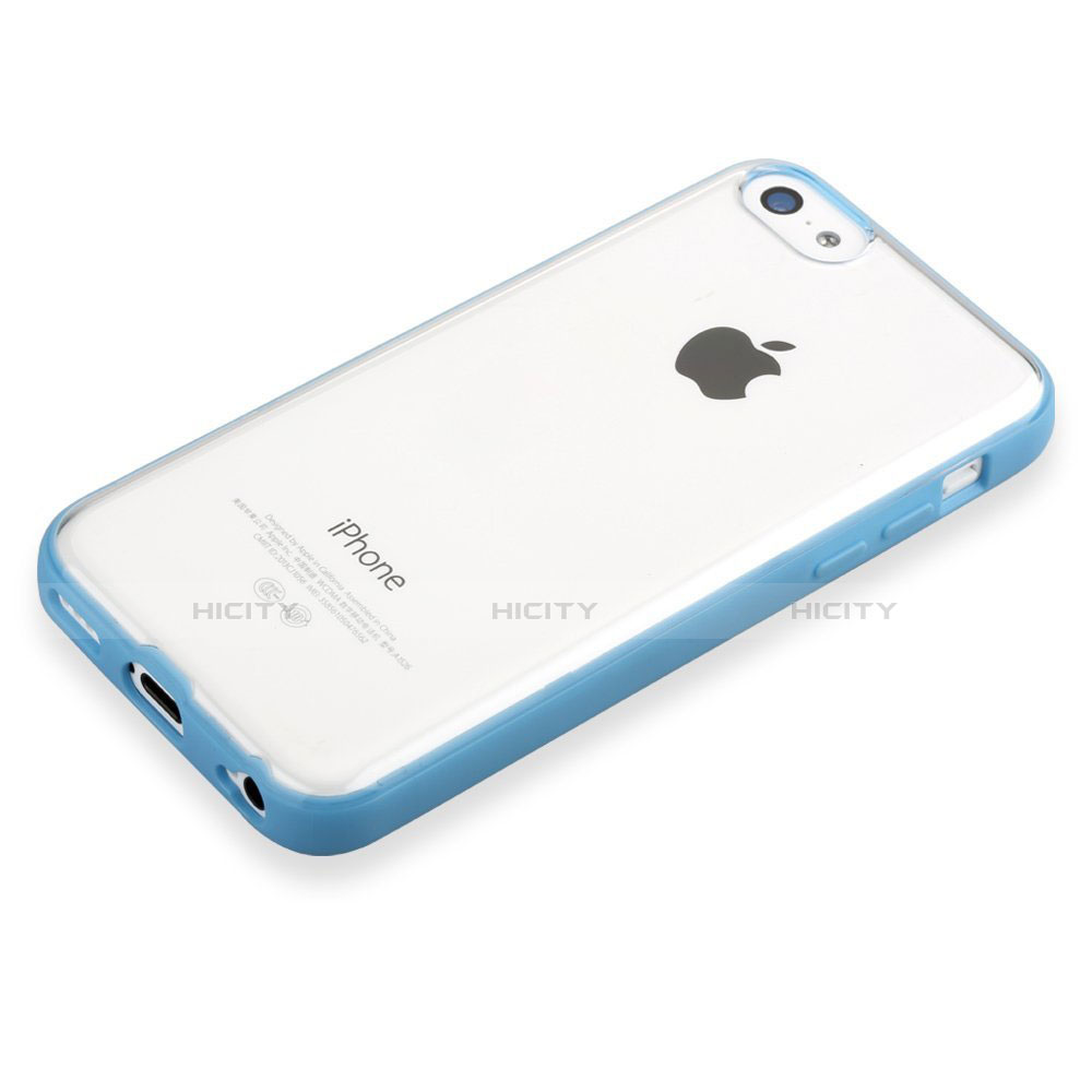 Custodia Silicone Trasparente Laterale T01 per Apple iPhone 5C Cielo Blu