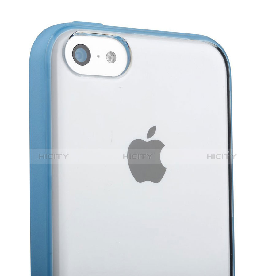 Custodia Silicone Trasparente Laterale T01 per Apple iPhone 5C Cielo Blu