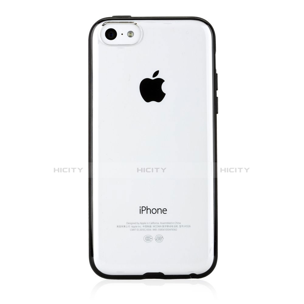 Custodia Silicone Trasparente Laterale T01 per Apple iPhone 5C Nero