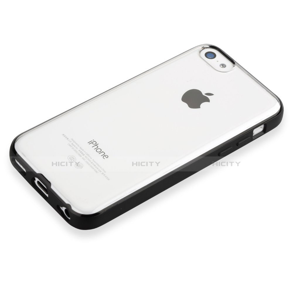 Custodia Silicone Trasparente Laterale T01 per Apple iPhone 5C Nero