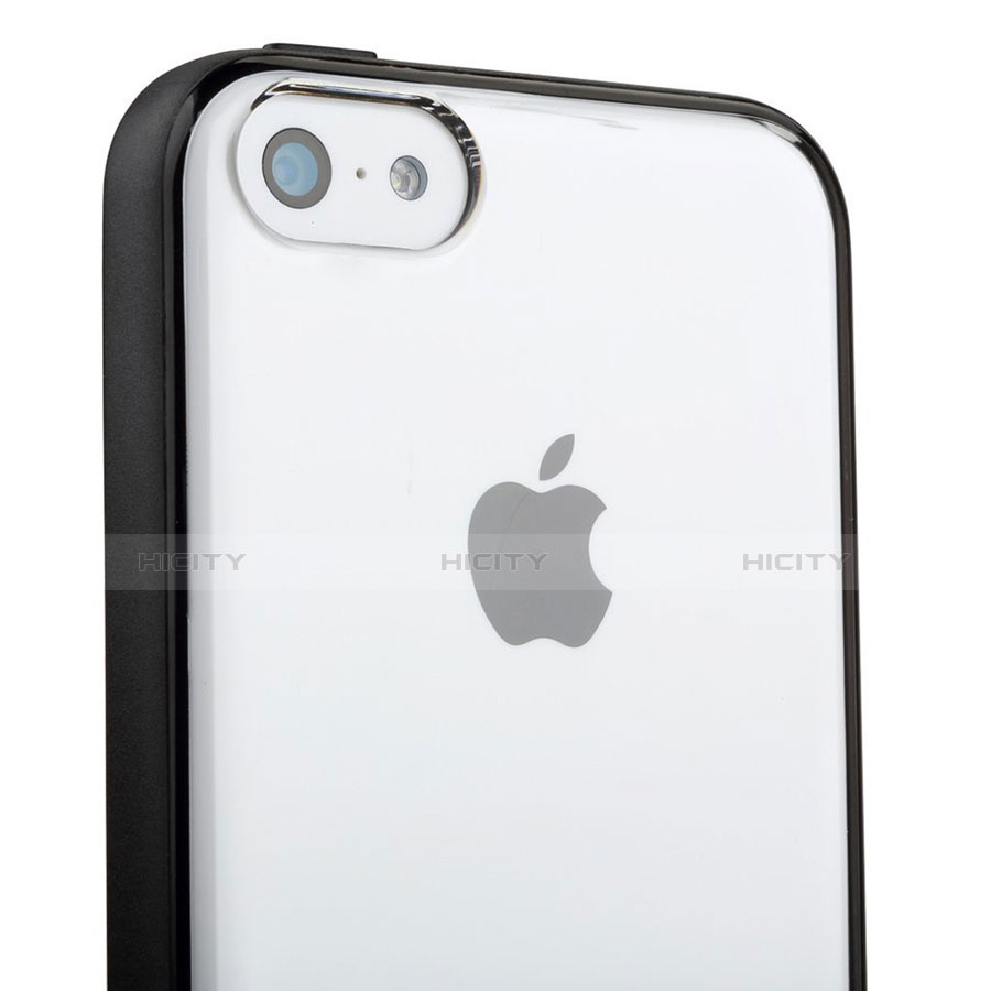 Custodia Silicone Trasparente Laterale T01 per Apple iPhone 5C Nero
