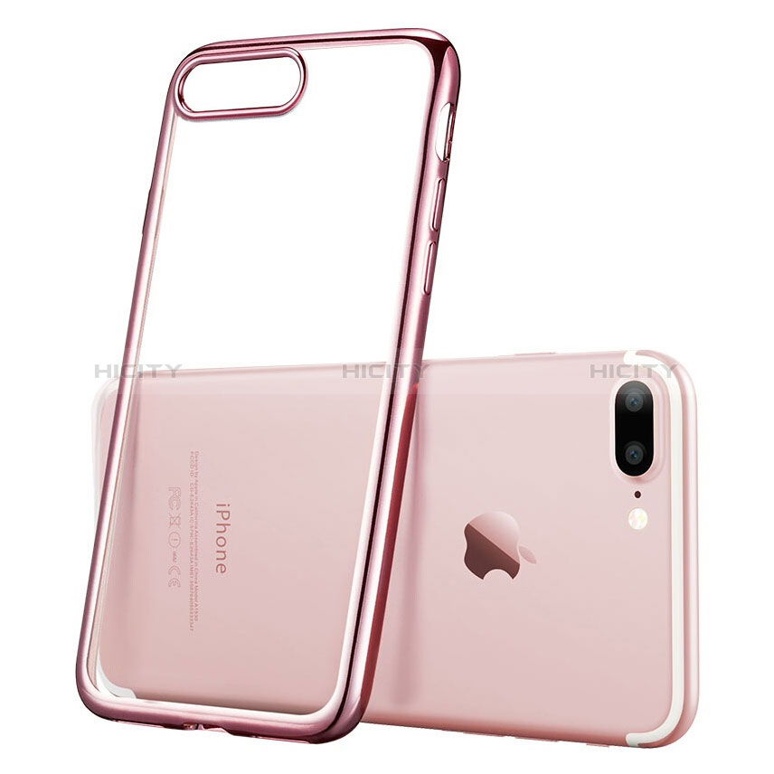Custodia Silicone Trasparente Laterale T01 per Apple iPhone 8 Plus Rosa