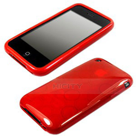 Custodia Silicone Trasparente Morbida Cerchio per Apple iPhone 3G 3GS Rosso