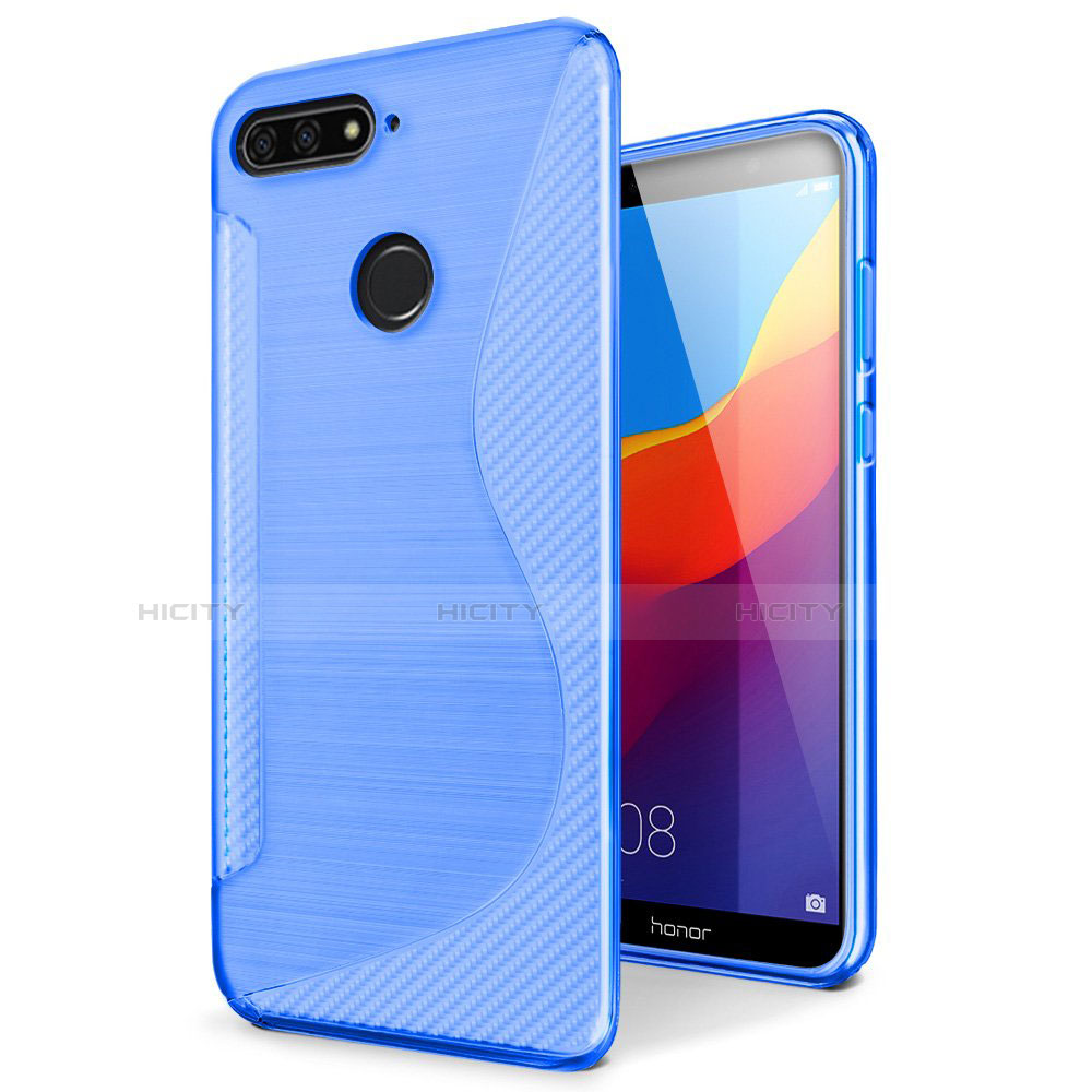 Custodia Silicone Trasparente Morbida S-Line Cover per Huawei Enjoy 8e Blu