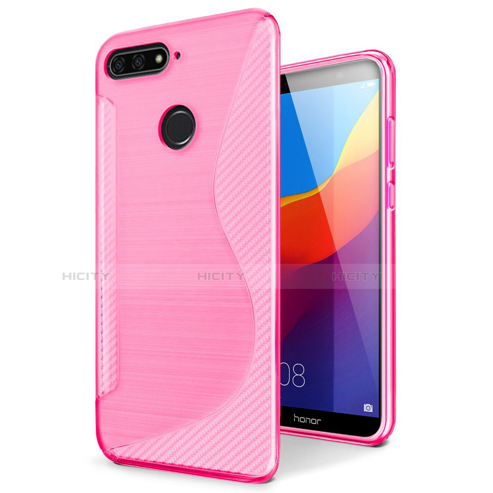 Custodia Silicone Trasparente Morbida S-Line Cover per Huawei Y6 Prime (2018) Rosa