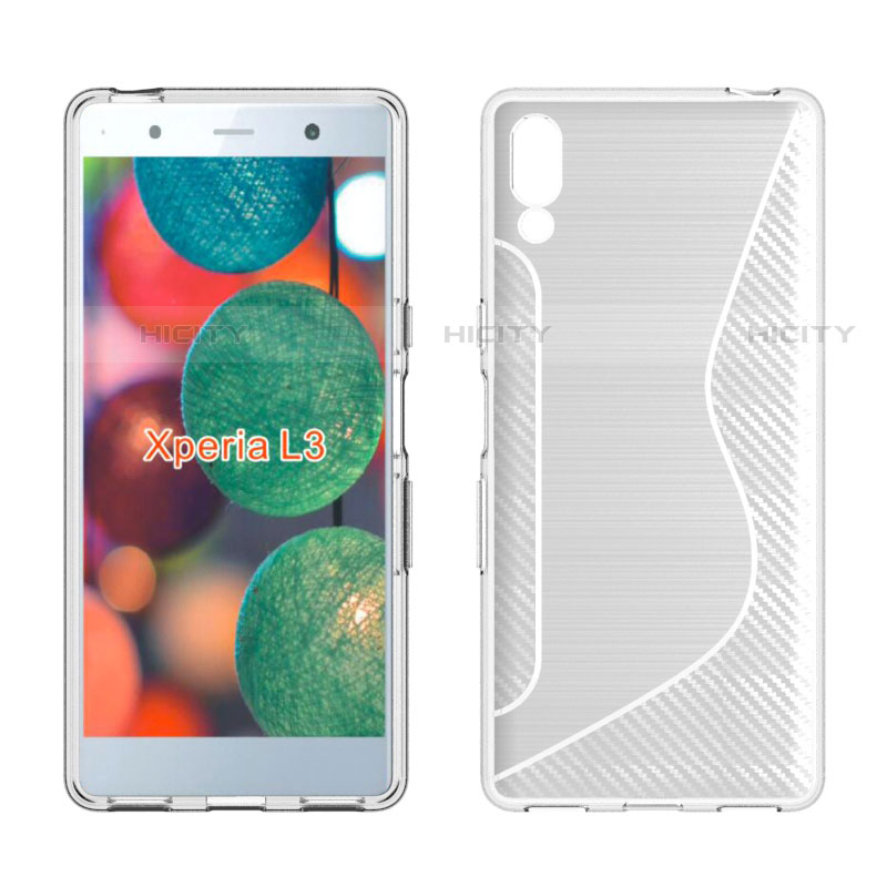 Custodia Silicone Trasparente Morbida S-Line Cover per Sony Xperia L3 Bianco