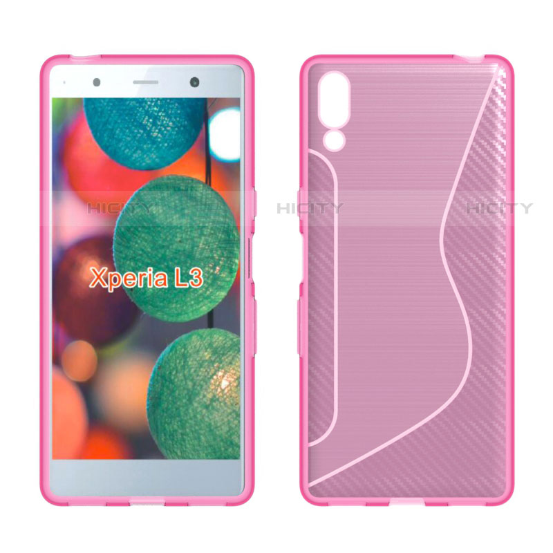 Custodia Silicone Trasparente Morbida S-Line Cover per Sony Xperia L3 Rosa