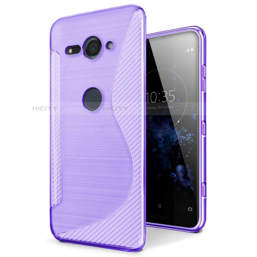 Custodia Silicone Trasparente Morbida S-Line Cover per Sony Xperia XZ2 Compact Viola