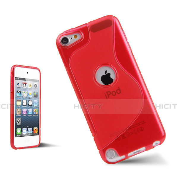 Custodia Silicone Trasparente Morbida S-Line per Apple iPod Touch 5 Rosso