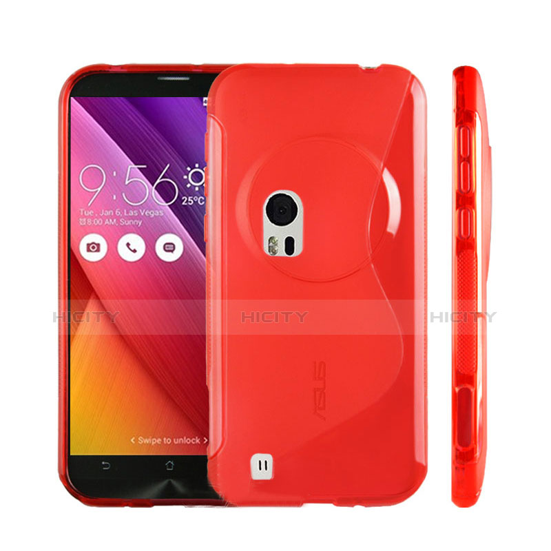 Custodia Silicone Trasparente Morbida S-Line per Asus Zenfone Zoom ZX551ML Rosso