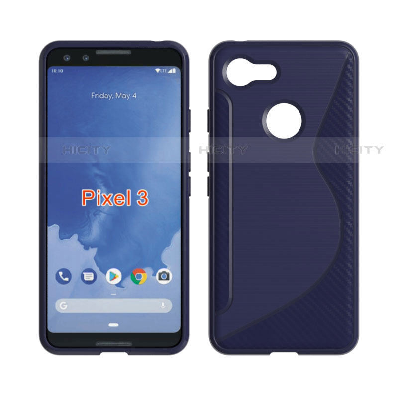 Custodia Silicone Trasparente Morbida S-Line per Google Pixel 3 Blu