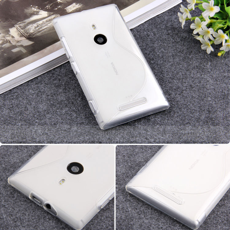 Custodia Silicone Trasparente Morbida S-Line per Nokia Lumia 925 Bianco