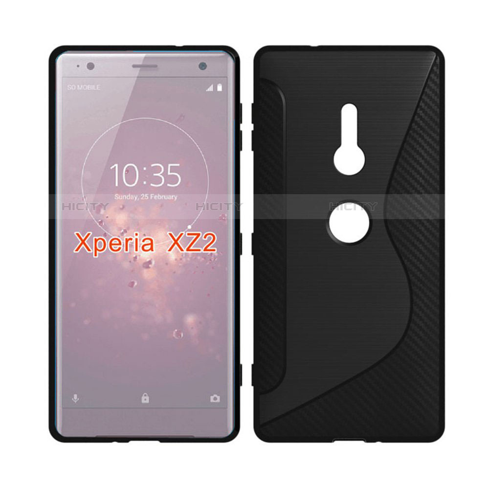 Custodia Silicone Trasparente Morbida S-Line per Sony Xperia XZ2 Nero