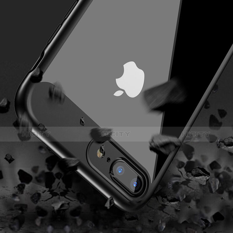 Custodia Silicone Trasparente Opaca Laterale B01 per Apple iPhone 8 Plus Nero