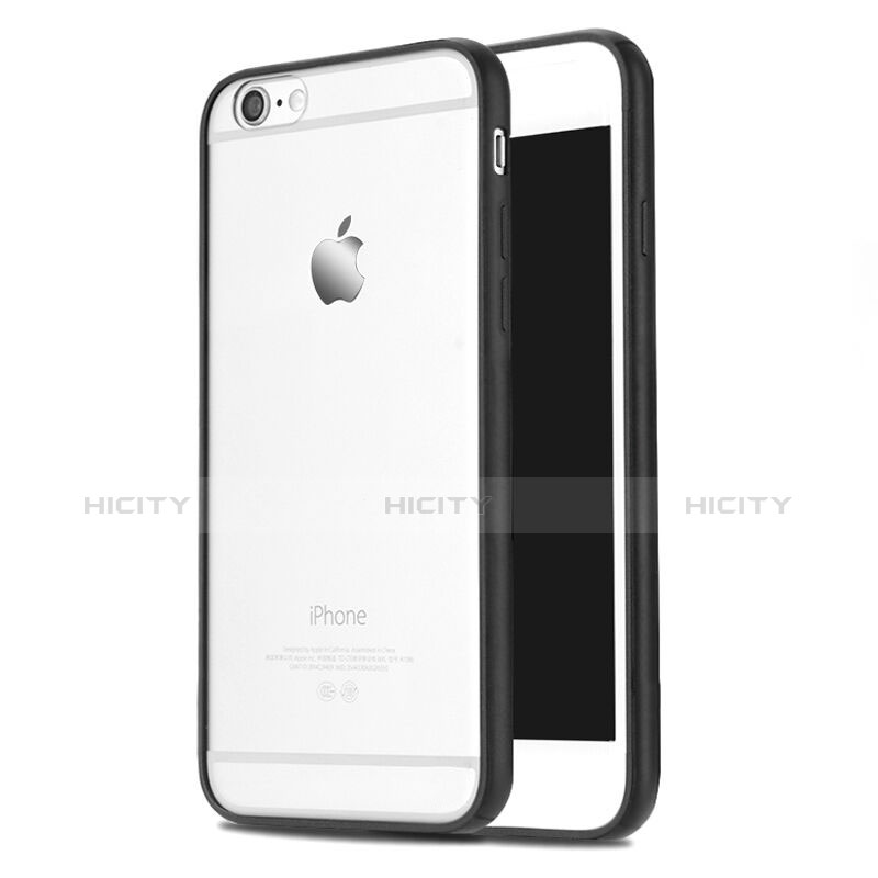 Custodia Silicone Trasparente Opaca Laterale per Apple iPhone 6 Plus Nero