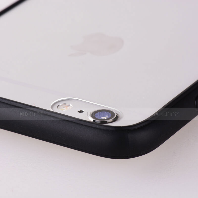 Custodia Silicone Trasparente Opaca Laterale per Apple iPhone 6 Plus Nero