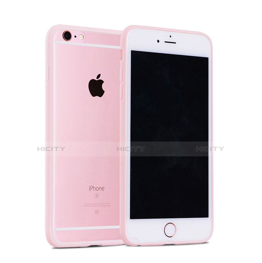 Custodia Silicone Trasparente Opaca Laterale per Apple iPhone 6S Rosa