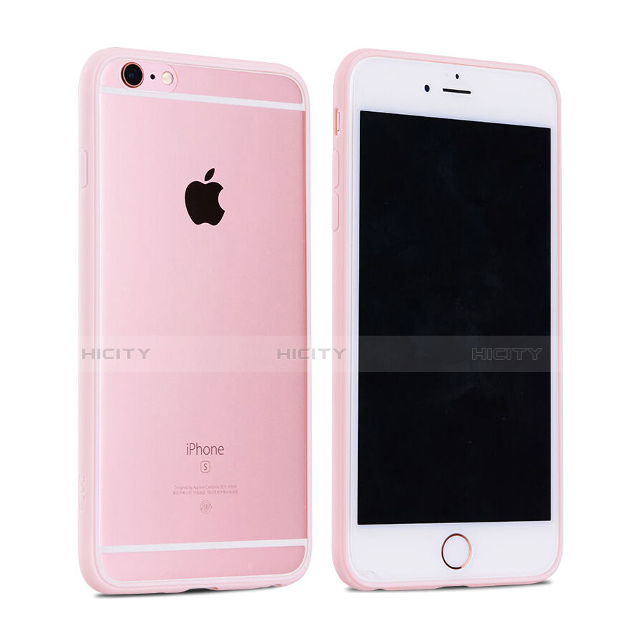 Custodia Silicone Trasparente Opaca Laterale per Apple iPhone 6S Rosa