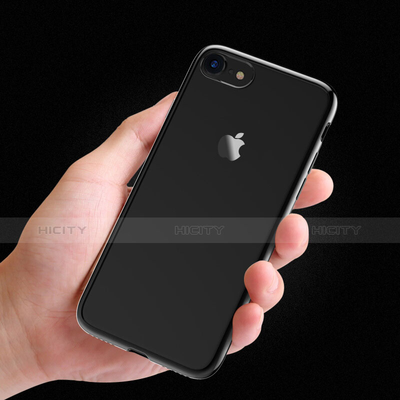 Custodia Silicone Trasparente Opaca Laterale per Apple iPhone 7 Nero