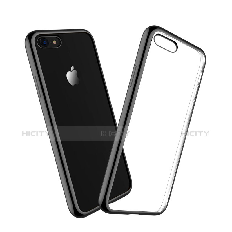 Custodia Silicone Trasparente Opaca Laterale per Apple iPhone 8 Nero