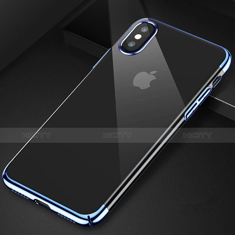 Custodia Silicone Trasparente Opaca Laterale per Apple iPhone X Blu