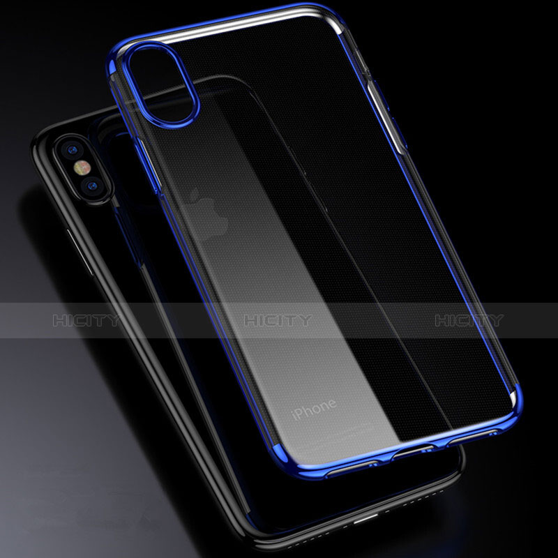 Custodia Silicone Trasparente Opaca Laterale per Apple iPhone Xs Max Blu
