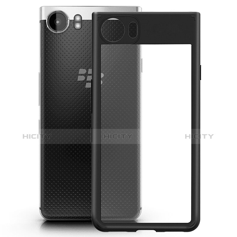 Custodia Silicone Trasparente Opaca Laterale per Blackberry KEYone Nero