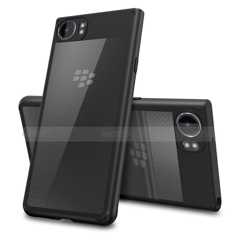 Custodia Silicone Trasparente Opaca Laterale per Blackberry KEYone Nero
