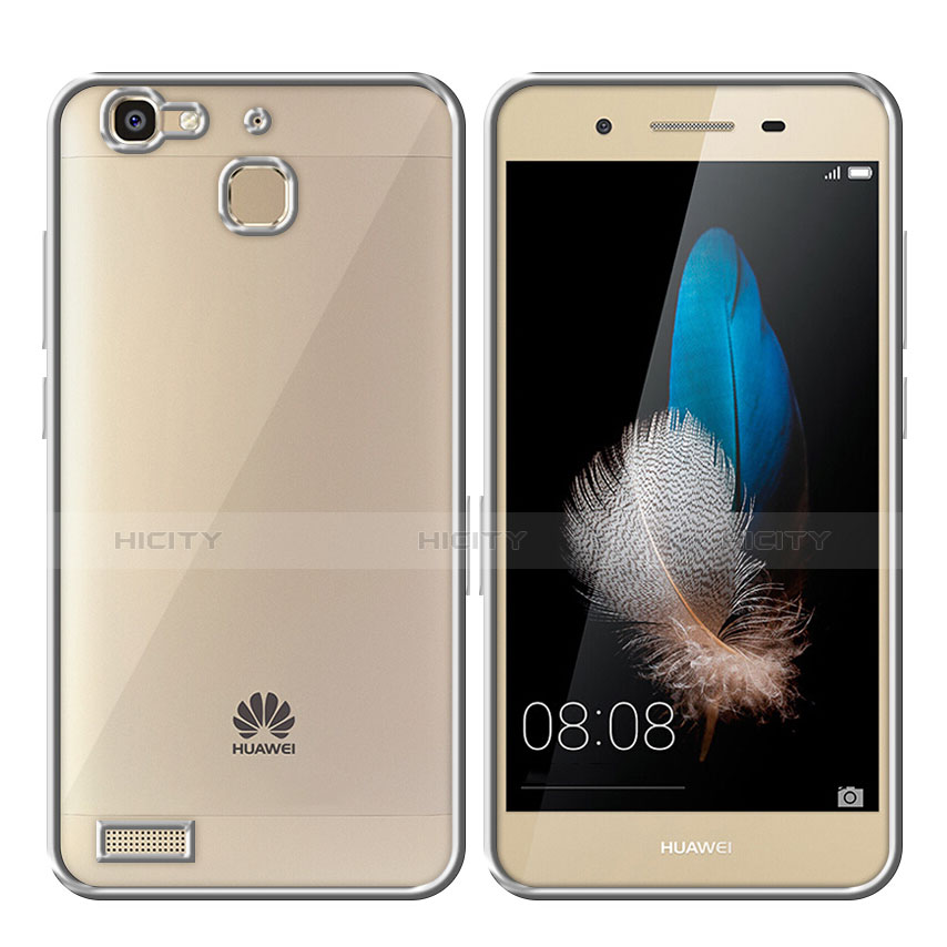 Custodia Silicone Trasparente Opaca Laterale per Huawei Enjoy 5S Argento