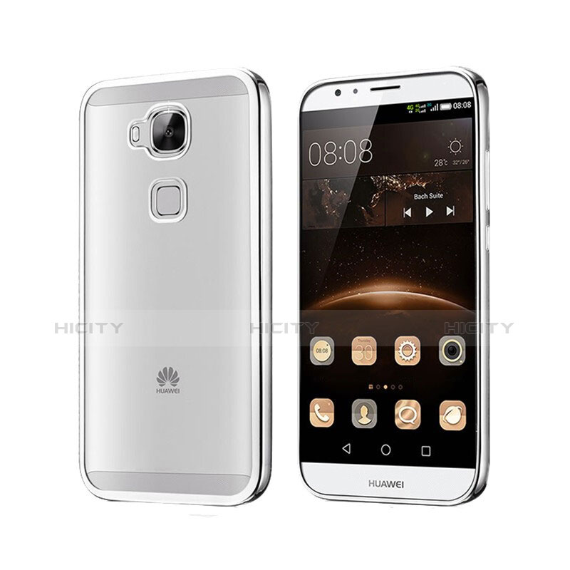 Custodia Silicone Trasparente Opaca Laterale per Huawei G7 Plus Argento