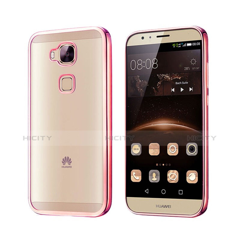 Custodia Silicone Trasparente Opaca Laterale per Huawei G7 Plus Oro Rosa