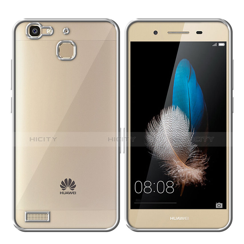 Custodia Silicone Trasparente Opaca Laterale per Huawei G8 Mini Argento