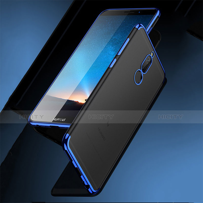 Custodia Silicone Trasparente Opaca Laterale per Huawei Mate 10 Lite Blu