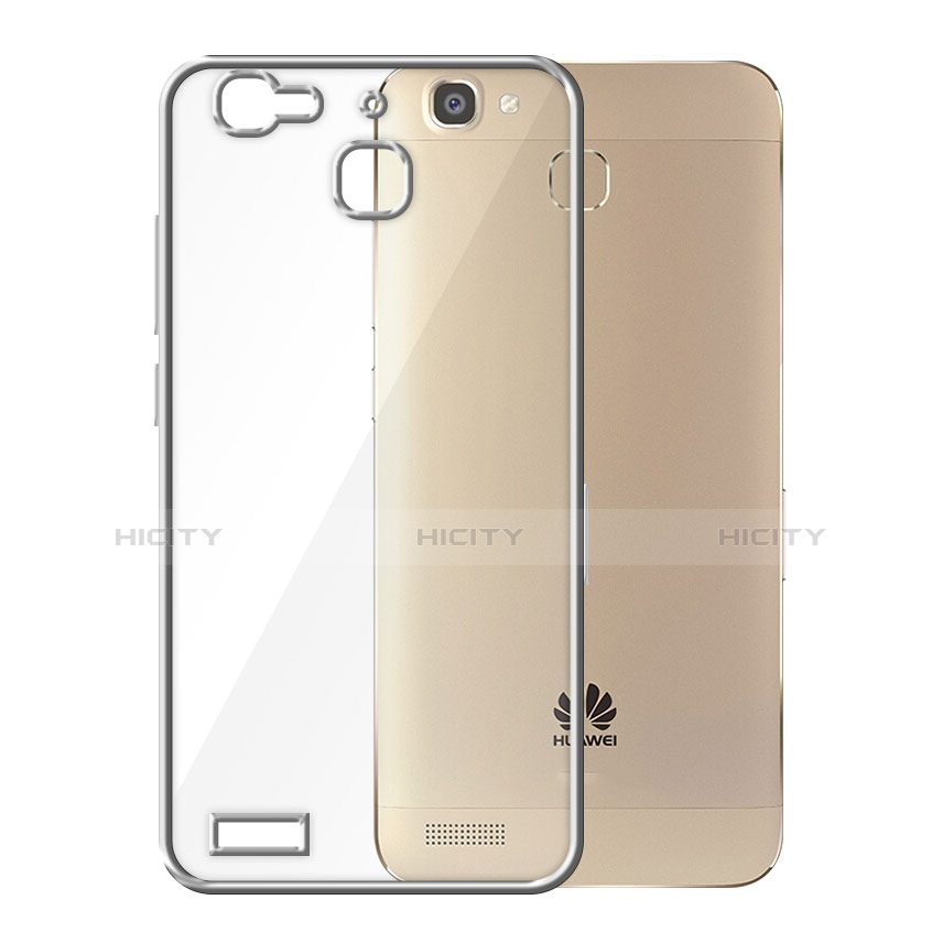 Custodia Silicone Trasparente Opaca Laterale per Huawei P8 Lite Smart Argento