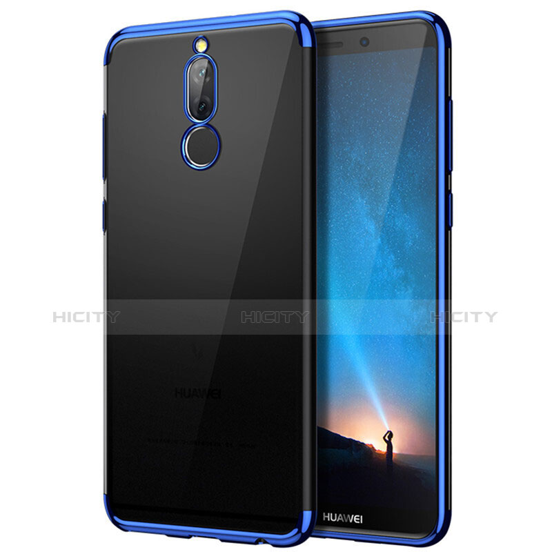 Custodia Silicone Trasparente Opaca Laterale per Huawei Rhone Blu