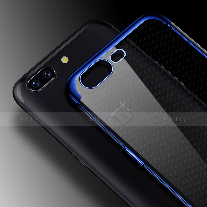 Custodia Silicone Trasparente Opaca Laterale per OnePlus 5 Blu