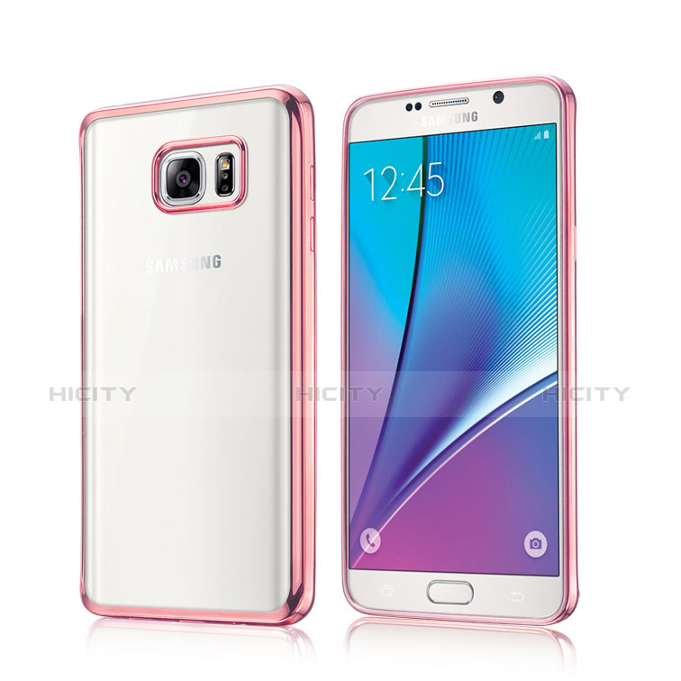 Custodia Silicone Trasparente Opaca Laterale per Samsung Galaxy Note 5 N9200 N920 N920F Rosa