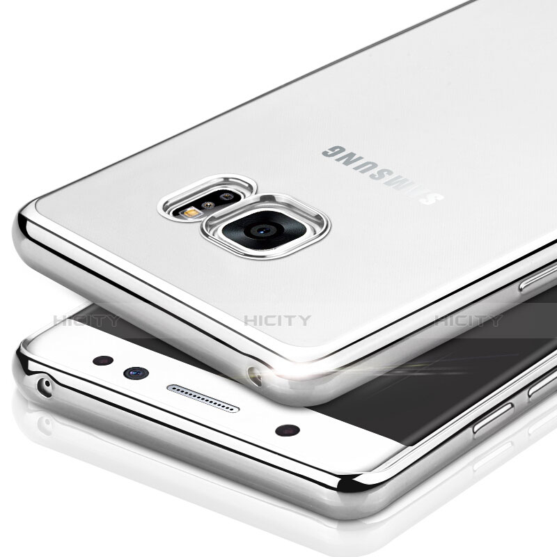 Custodia Silicone Trasparente Opaca Laterale per Samsung Galaxy Note 7 Argento