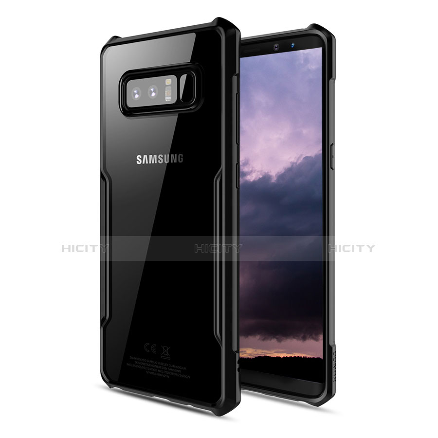 Custodia Silicone Trasparente Opaca Laterale per Samsung Galaxy Note 8 Duos N950F Nero