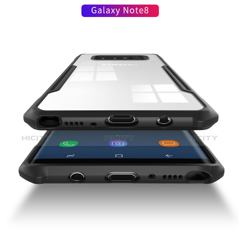 Custodia Silicone Trasparente Opaca Laterale per Samsung Galaxy Note 8 Duos N950F Nero