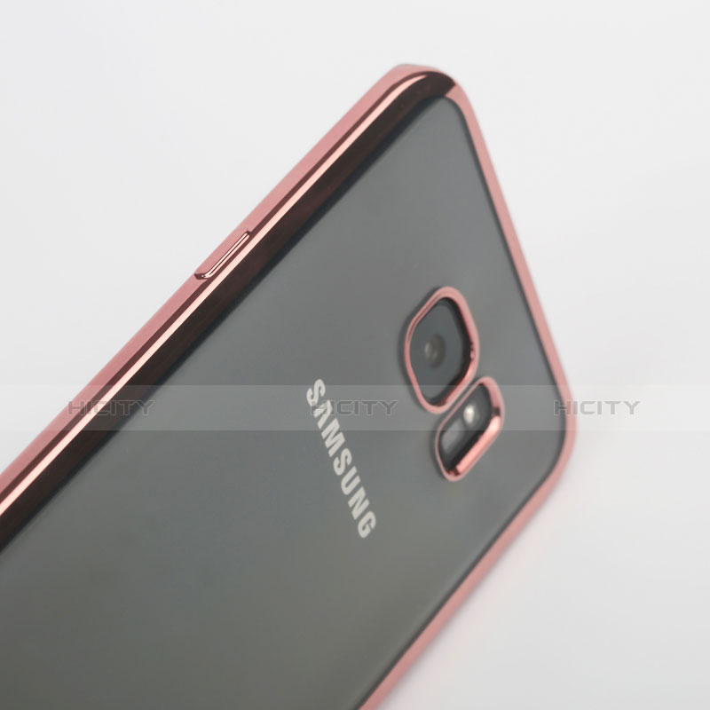 Custodia Silicone Trasparente Opaca Laterale per Samsung Galaxy S7 Edge G935F Oro Rosa