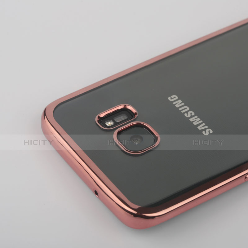 Custodia Silicone Trasparente Opaca Laterale per Samsung Galaxy S7 Edge G935F Oro Rosa