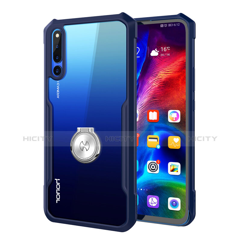 Custodia Silicone Trasparente Specchio Laterale 360 Gradi con Magnetico Anello Supporto A01 per Huawei Honor Magic 2