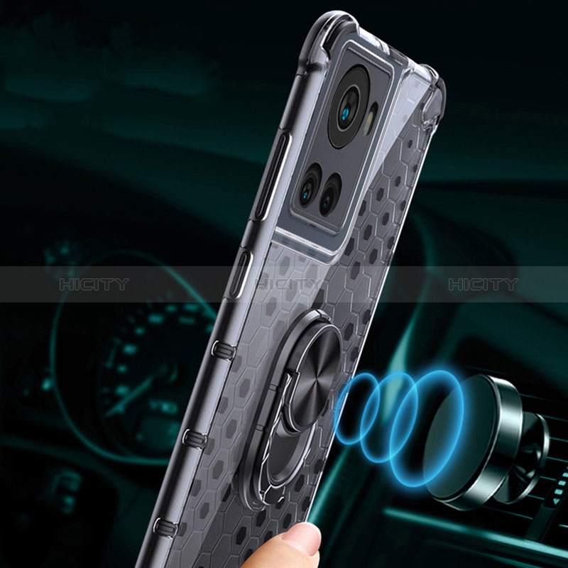 Custodia Silicone Trasparente Specchio Laterale 360 Gradi con Magnetico Anello Supporto AM1 per OnePlus Ace 5G