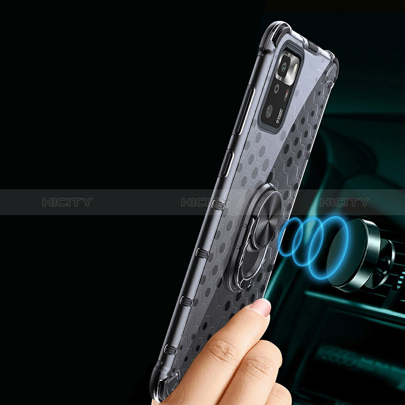 Custodia Silicone Trasparente Specchio Laterale 360 Gradi con Magnetico Anello Supporto AM1 per Xiaomi Poco X3 GT 5G