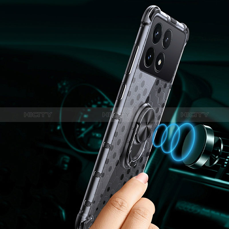 Custodia Silicone Trasparente Specchio Laterale 360 Gradi con Magnetico Anello Supporto AM1 per Xiaomi Redmi K70 5G