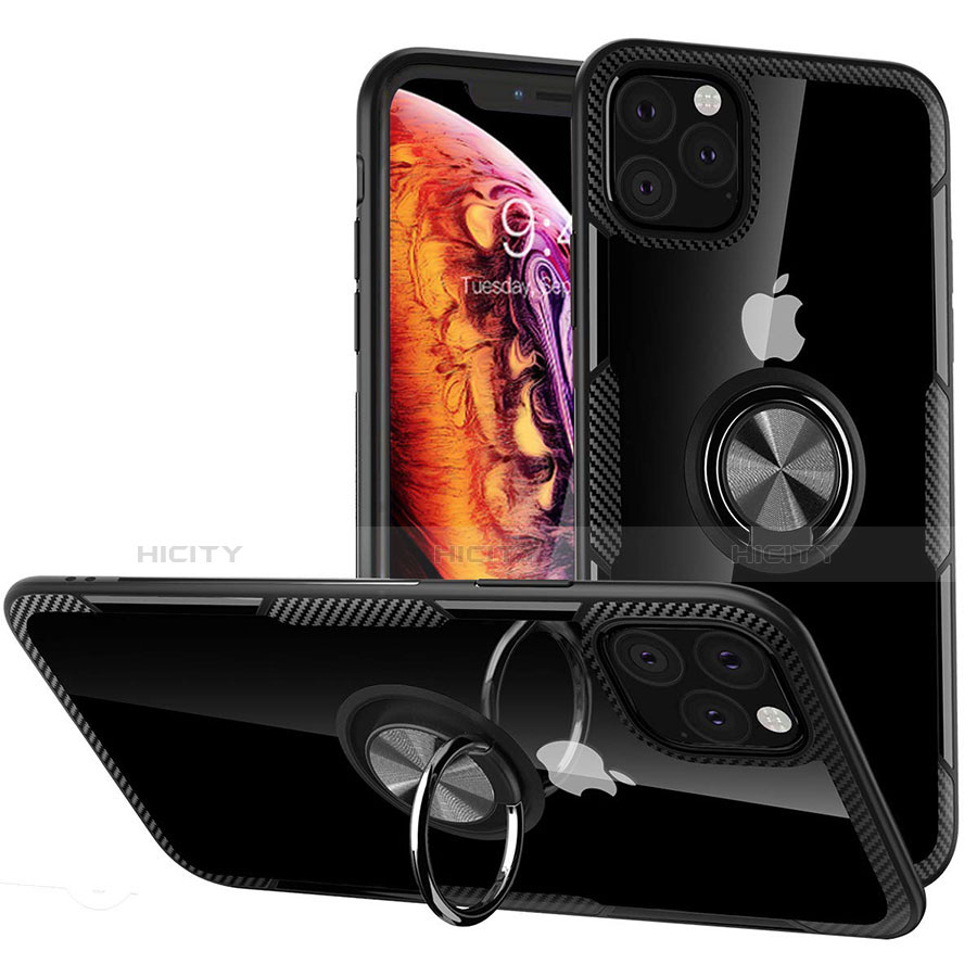 Custodia Silicone Trasparente Specchio Laterale 360 Gradi con Magnetico Anello Supporto M02 per Apple iPhone 11 Pro Max