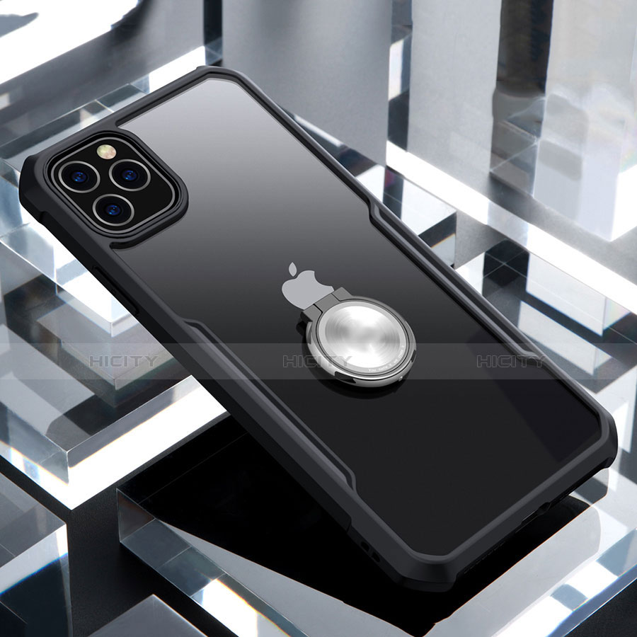 Custodia Silicone Trasparente Specchio Laterale 360 Gradi con Magnetico Anello Supporto per Apple iPhone 11 Pro Max