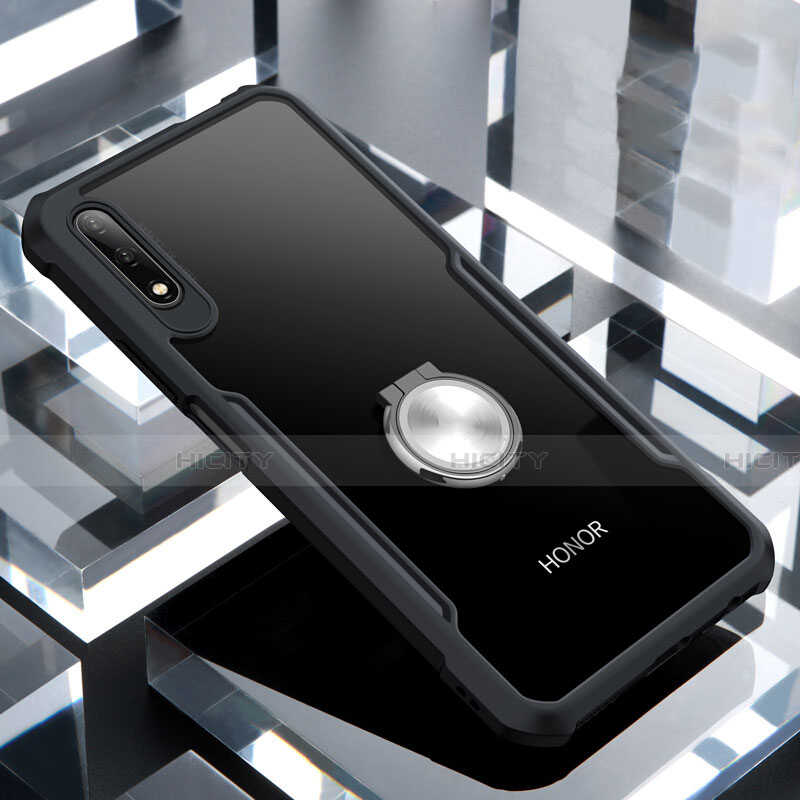Custodia Silicone Trasparente Specchio Laterale 360 Gradi con Magnetico Anello Supporto per Huawei Honor 9X